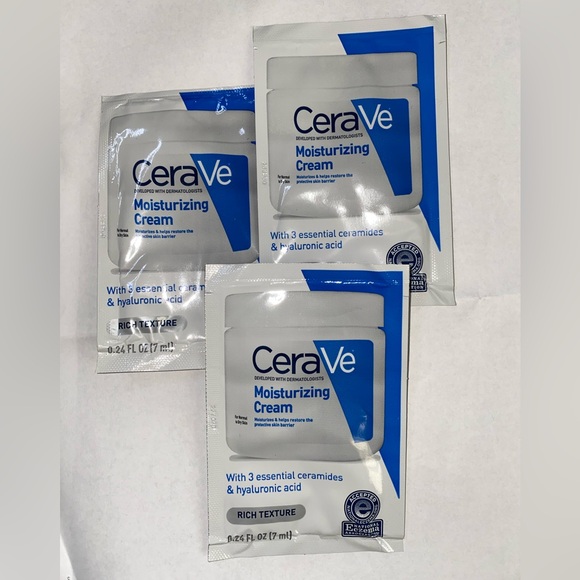 3 SAMPLES CeraVe Moisturizing Cream .24 fl oz each. NEW - Picture 1 of 2